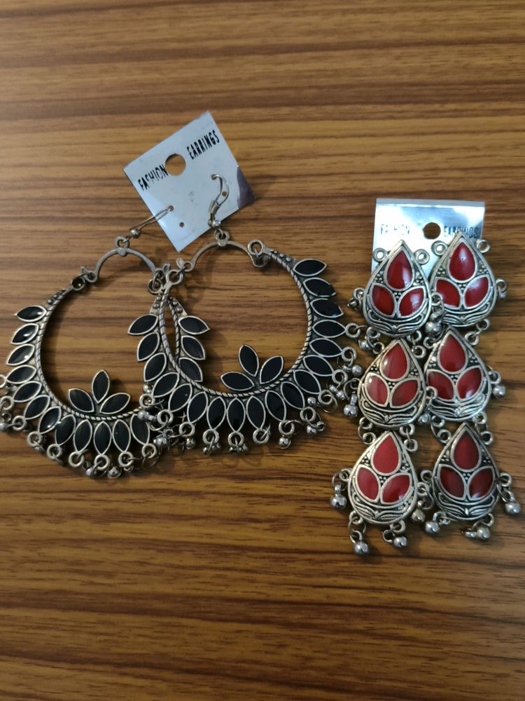 Jhumka Combo - Red And black