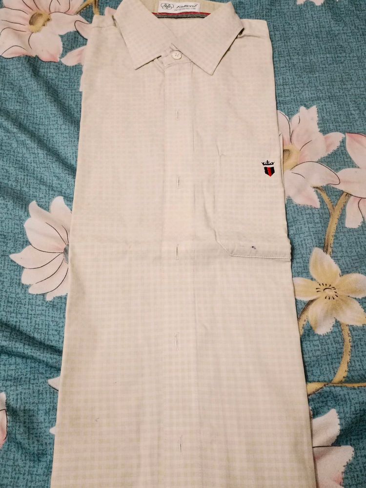 Nude Faded Checks Stitched Shirt