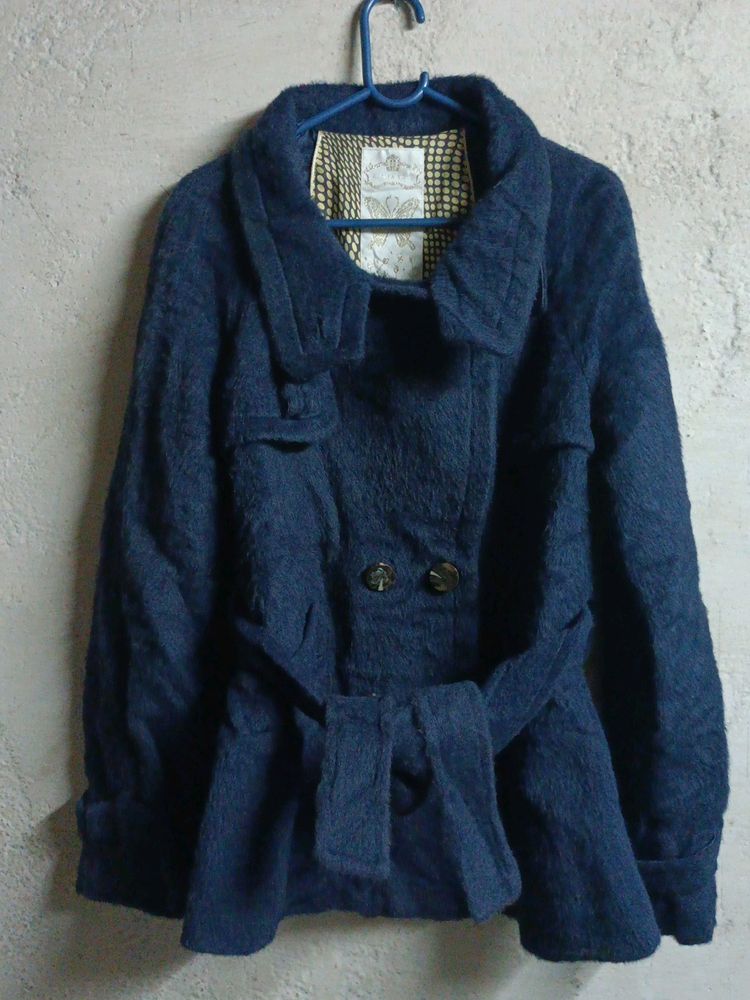 Women's Short Fur Coat Blue Jacket