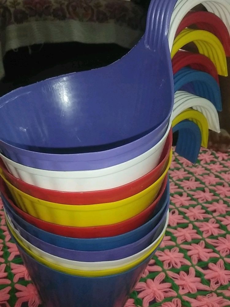 10 Multicolour Hook Hanging Pots