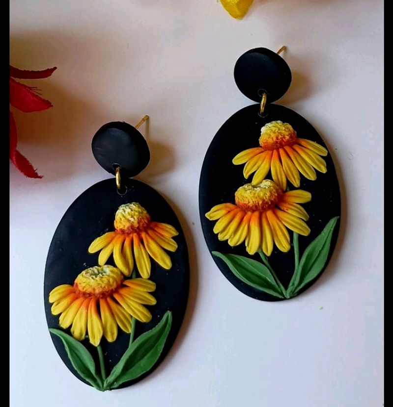 Clay Flower Earring No 6