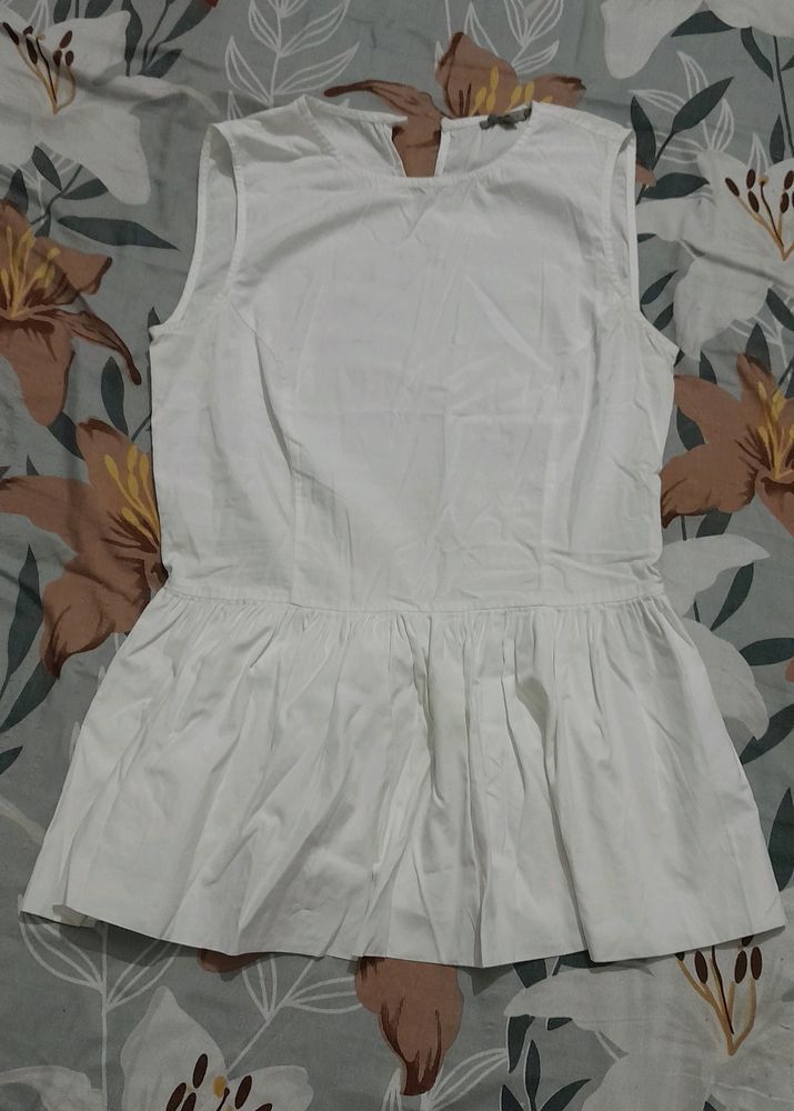 Totally New Frock White Top Round Neck