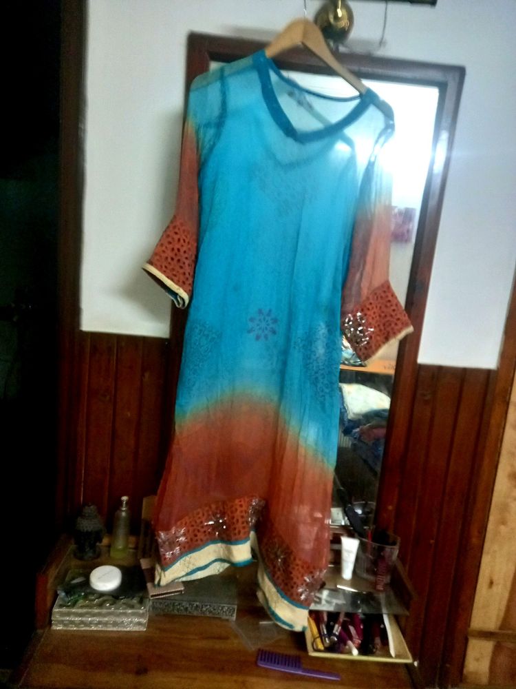 Nee Georgette Kurti With Lace