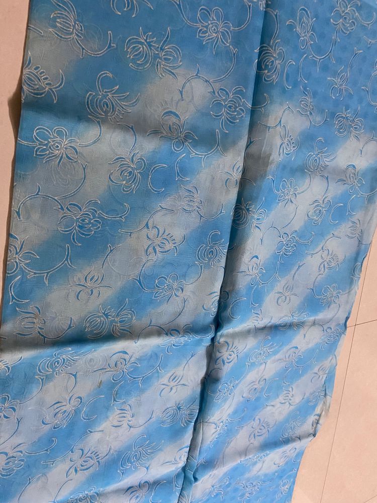 Sky Blue Cotton Saree