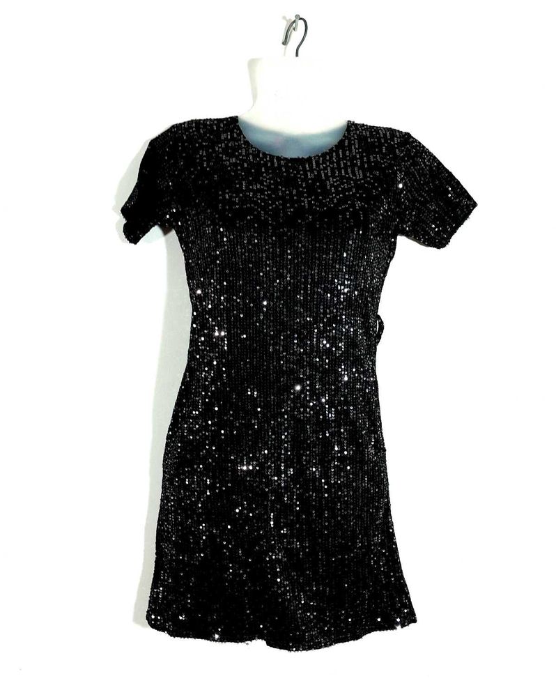 Black Sequenced Partywear Dress For Women's