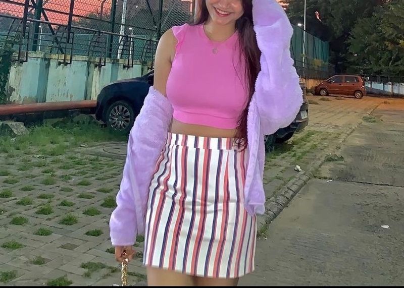 Pink crop top with frill sleeves