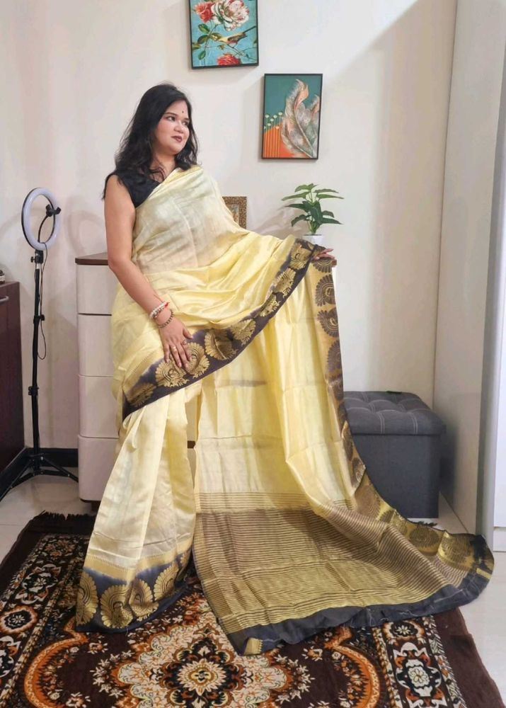 Tussar Silk Self Embossed Saree