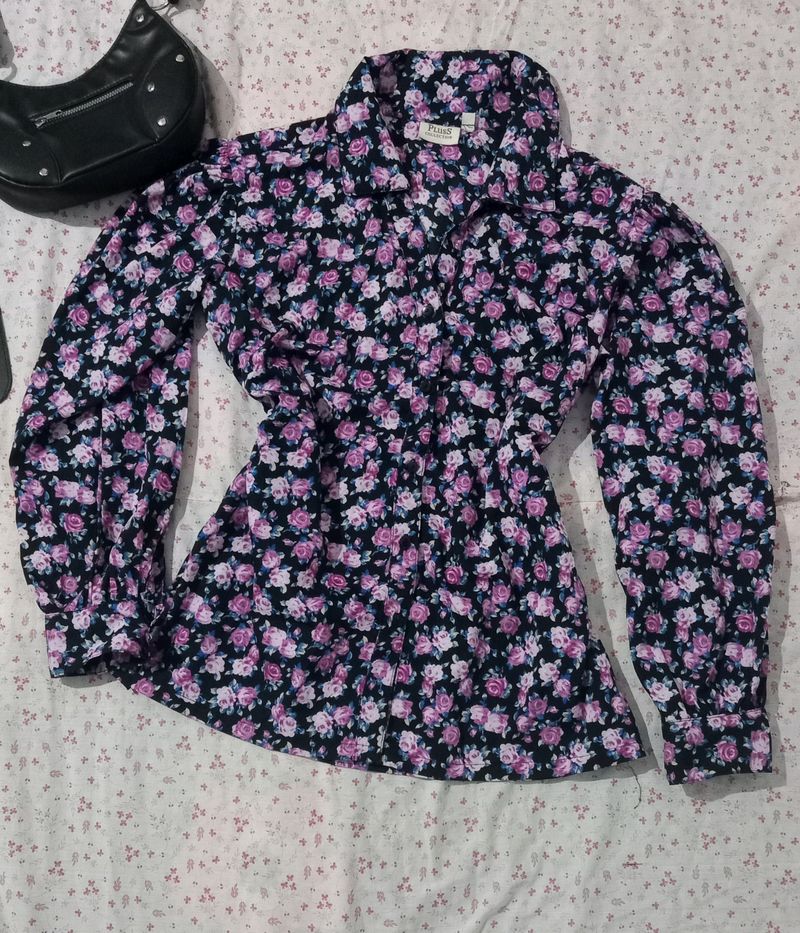 Y2k  Pinteresty Floral Print Shirt