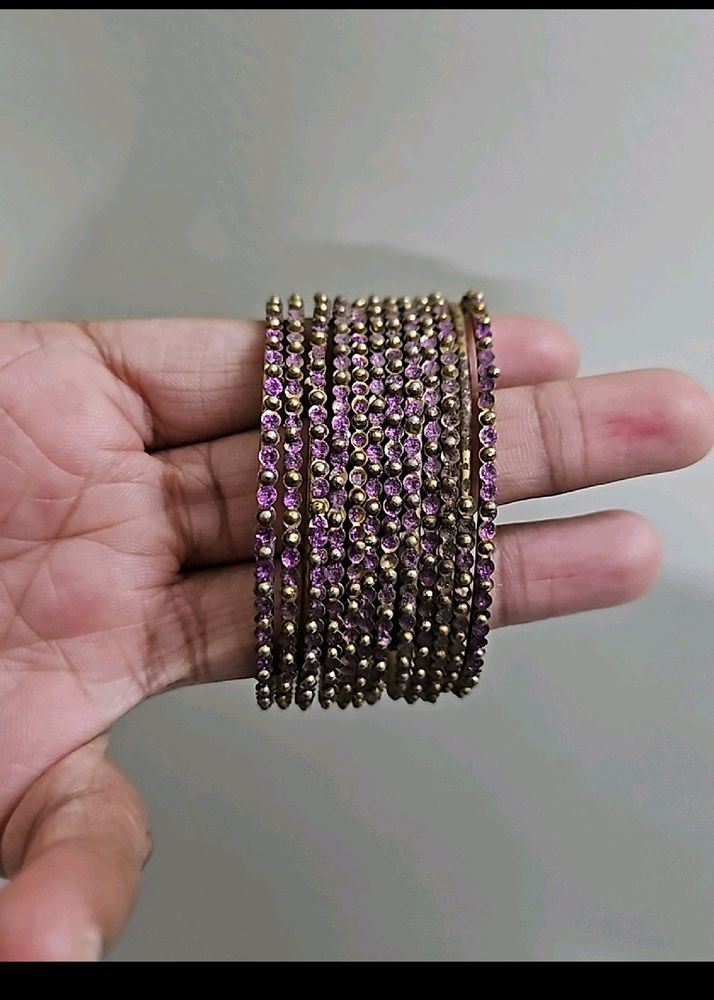 Violet And Gold Metal Bangles