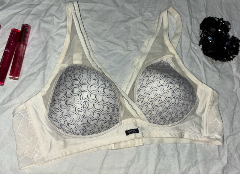 White Mesh Design Bra