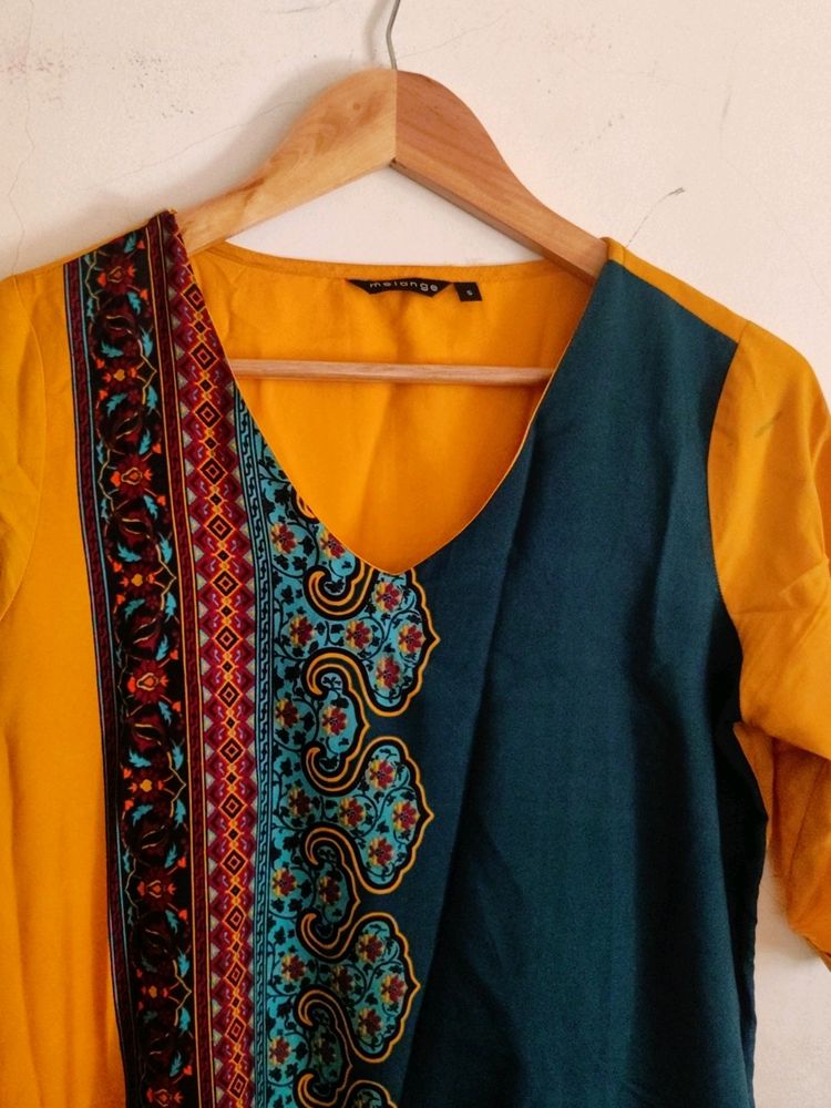 Yellow Plain Kurti For Women