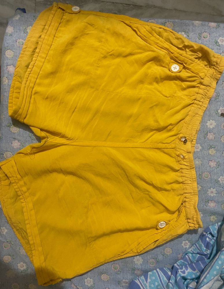 Yellow Colour Cute Shorts With Pocket @rs 99