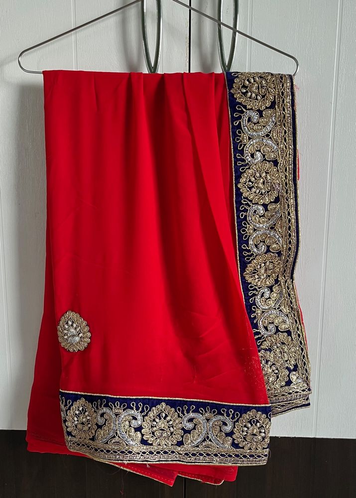 Heavy Boder Saree With Blouse