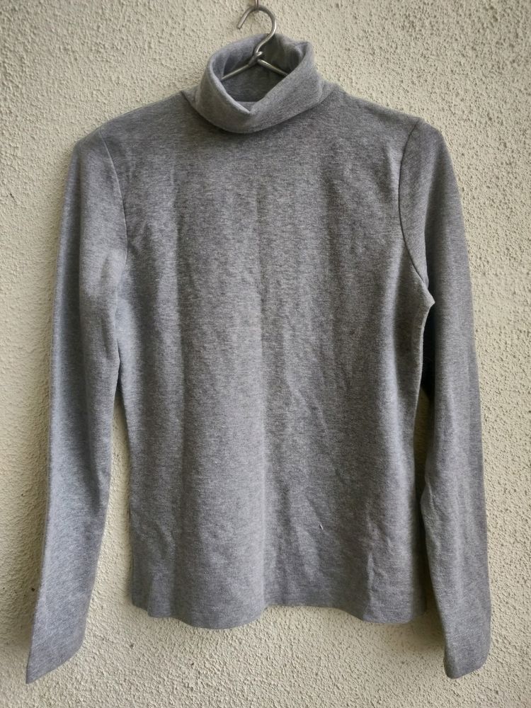 Grey Turtle Neck Top