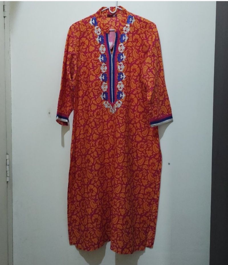 Shree Pink Orange  Kurta And Multicolor Kurt