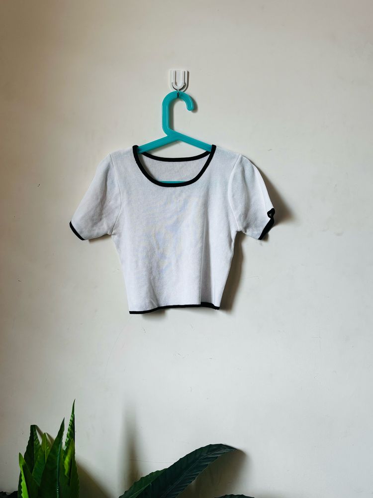 Round Neck White Crop Top