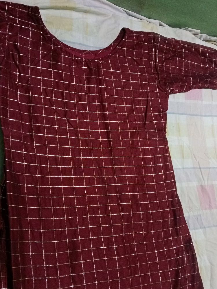 Beautiful Maroon Coc Colour Kurti With Salwar