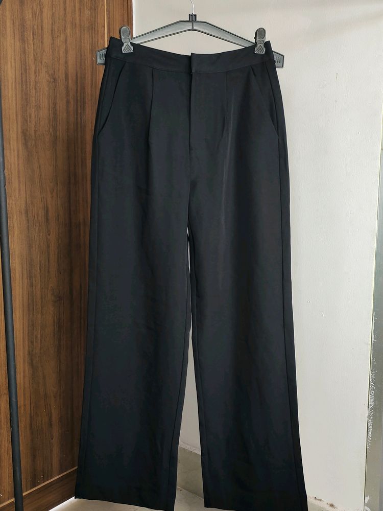 Black Straight Fit Trousers