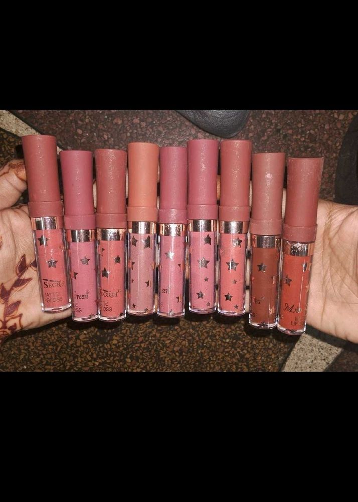 Waterproof  Matte Liquid  Lipstick Pack Of 9