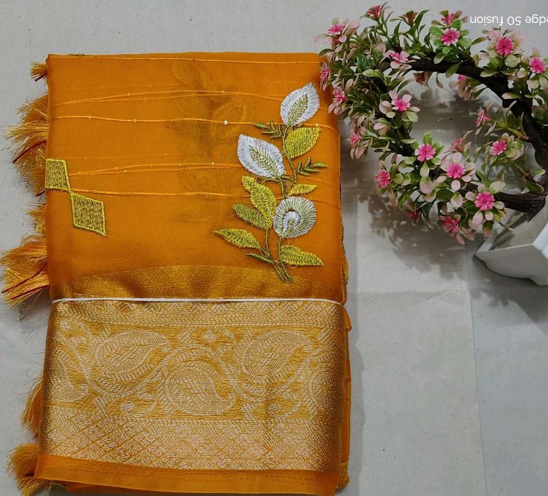 Beutyfull Organza Embroidery Work Saree