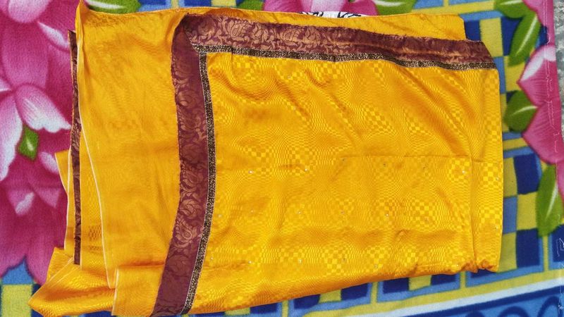 Yellow & White Saree With beautiful design