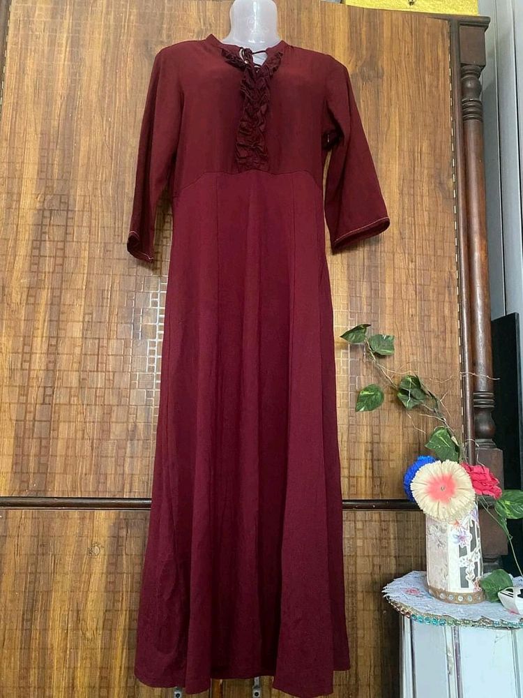 Stylish Long Dress Maroon