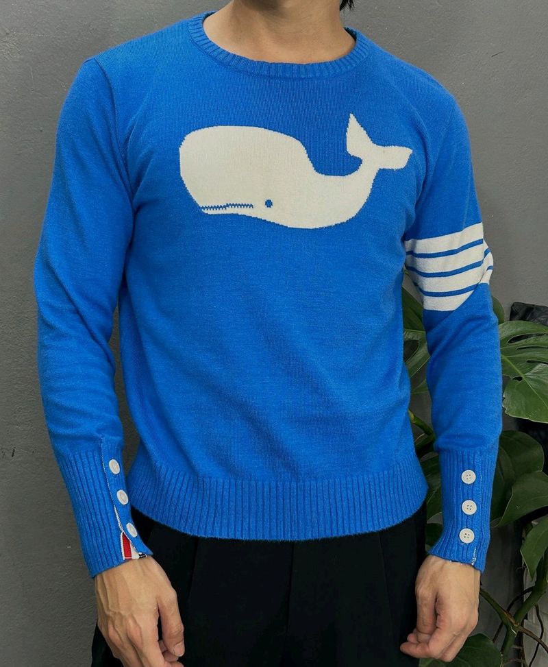 @thombrowne 4 bar whale icon intarsiapullover