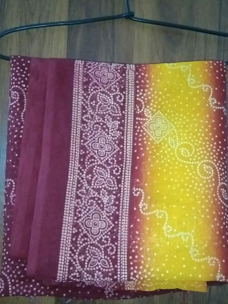 Yellow And Maroon Saree