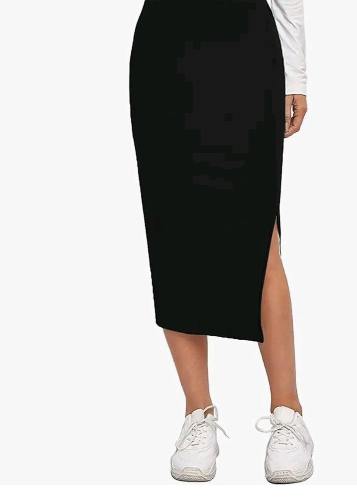 High Waisted Pencil Bodycon Slit Knee Length Skirt