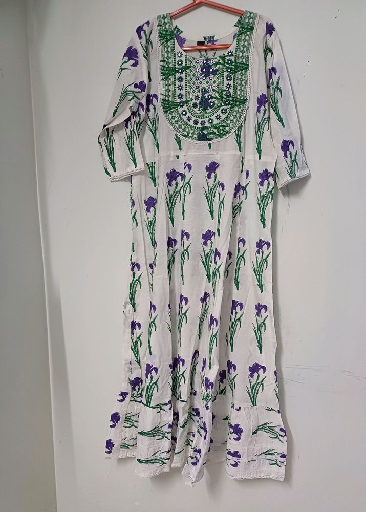 Green Flower Printed Gown