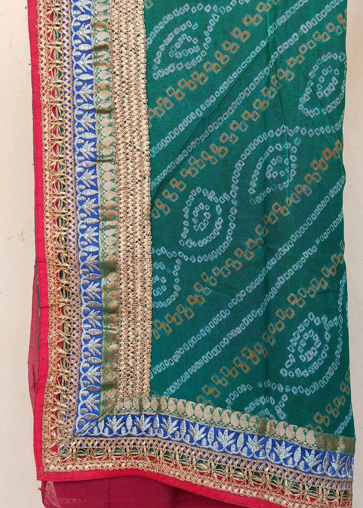 Green And red Saree With Border