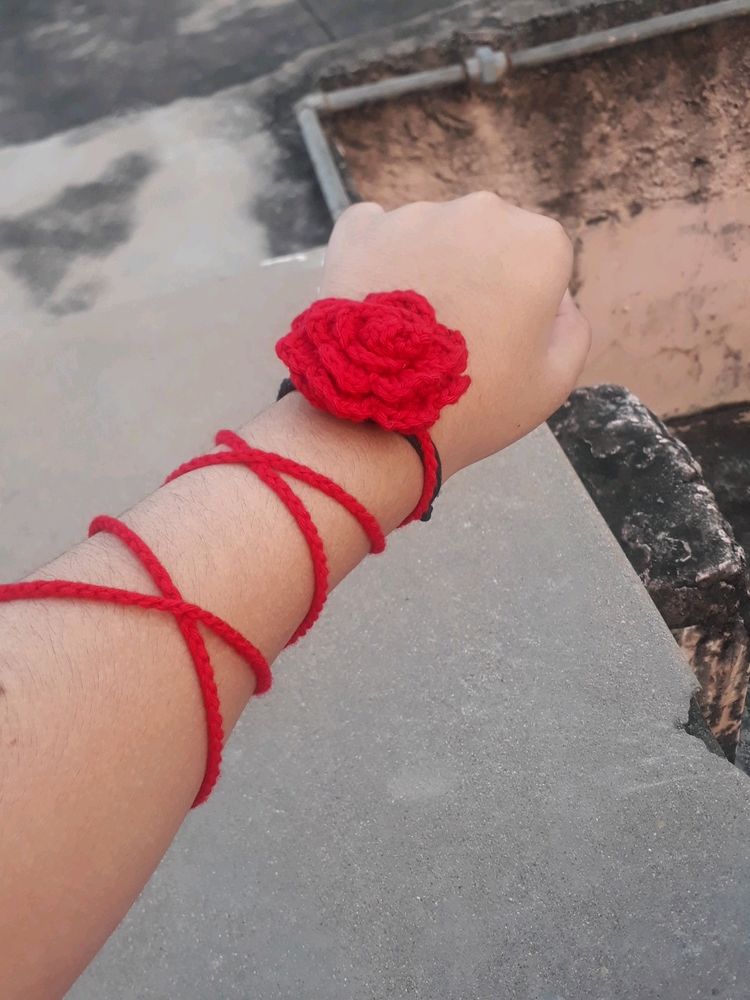 Crochet Red Rose Choker