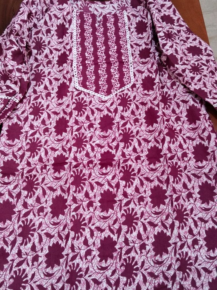 Selling Fast Pure Cotton Kurti Plazo Stitched(New)