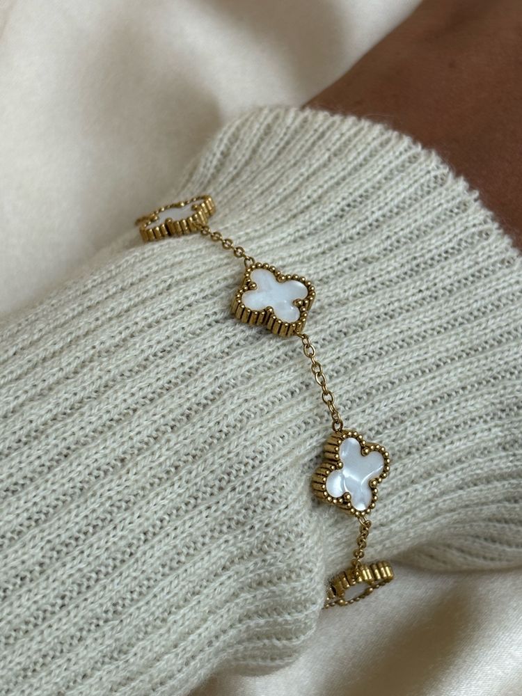 White Clover Bracelet Anti Tarnish