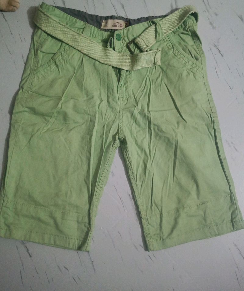 Fluorescent Green Shorts For Men, Waist