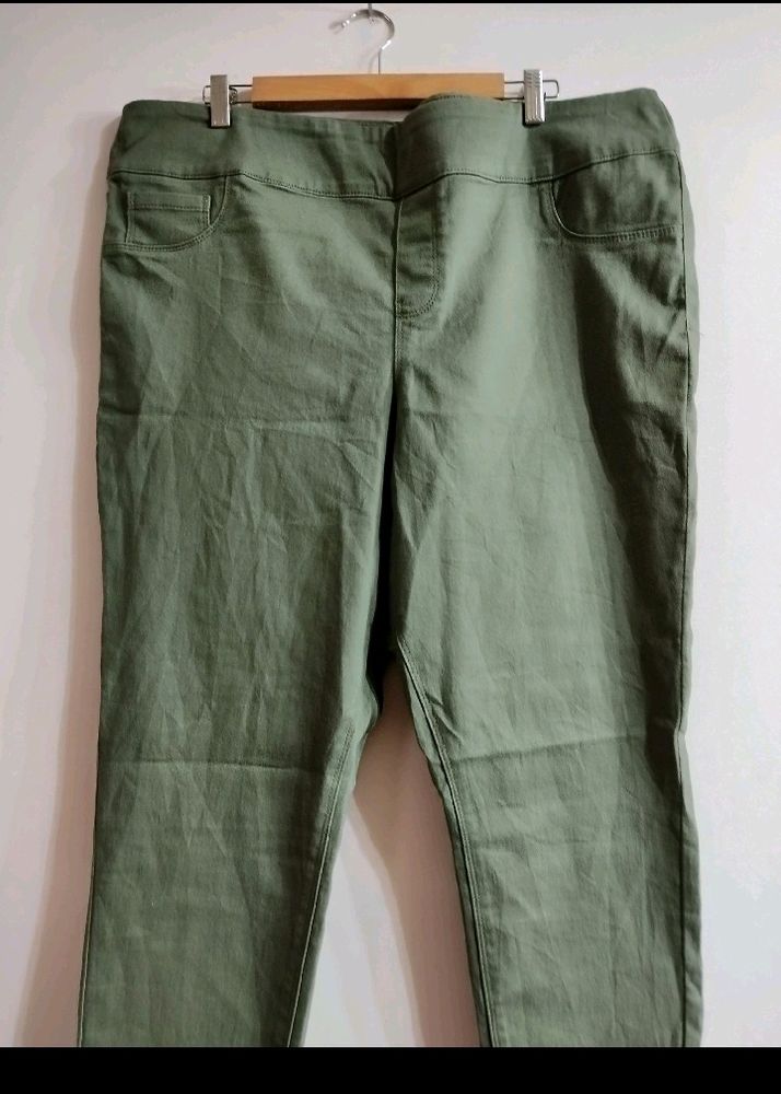 Olive Green Imported Jeggings For Women