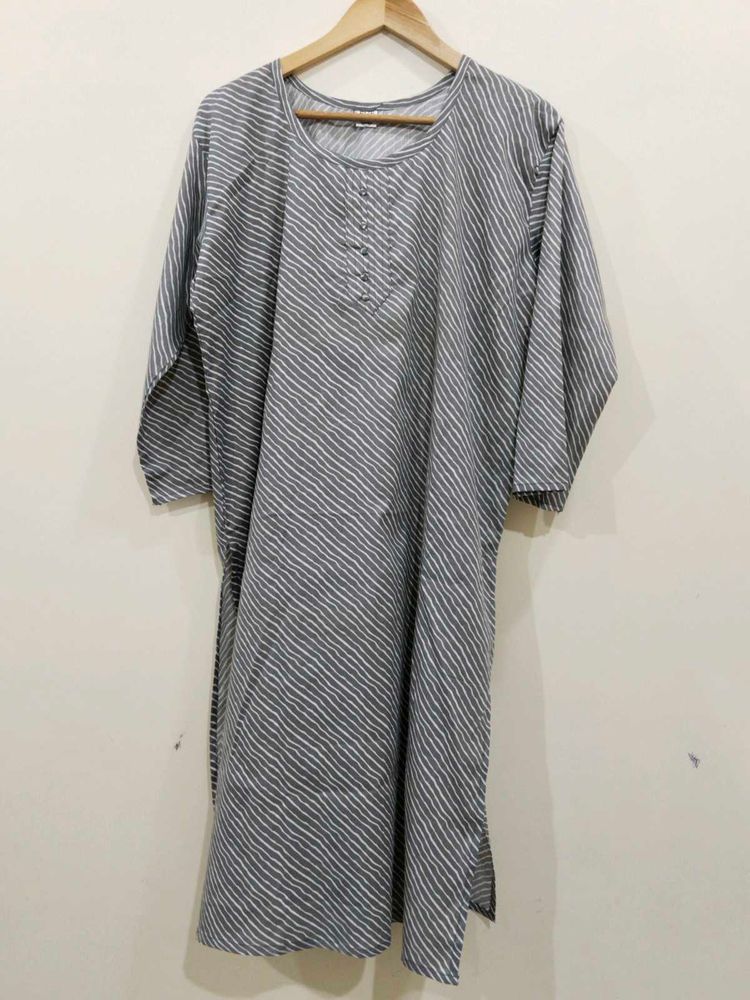 Totally New Pluss Size Grey Striped Kurta