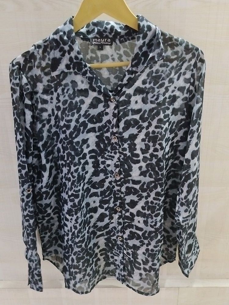 Animal Print Sheer Shirt