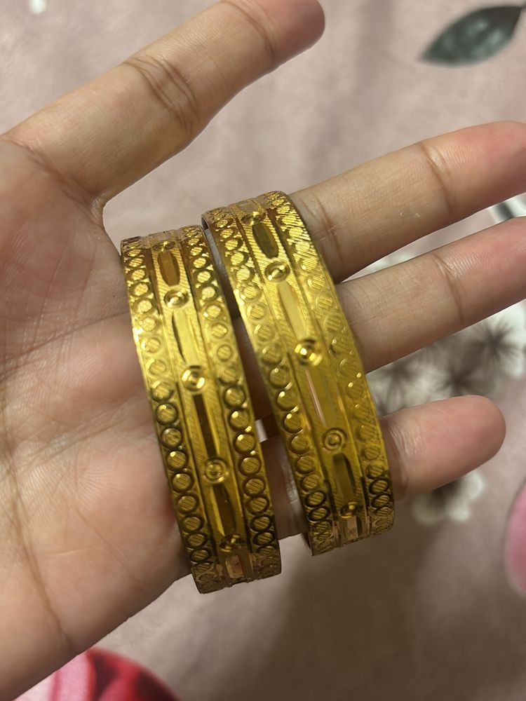 Two Golden Bangles With Freebies