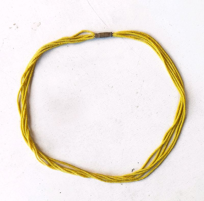 Yellow Seed Bead Collar Necklace