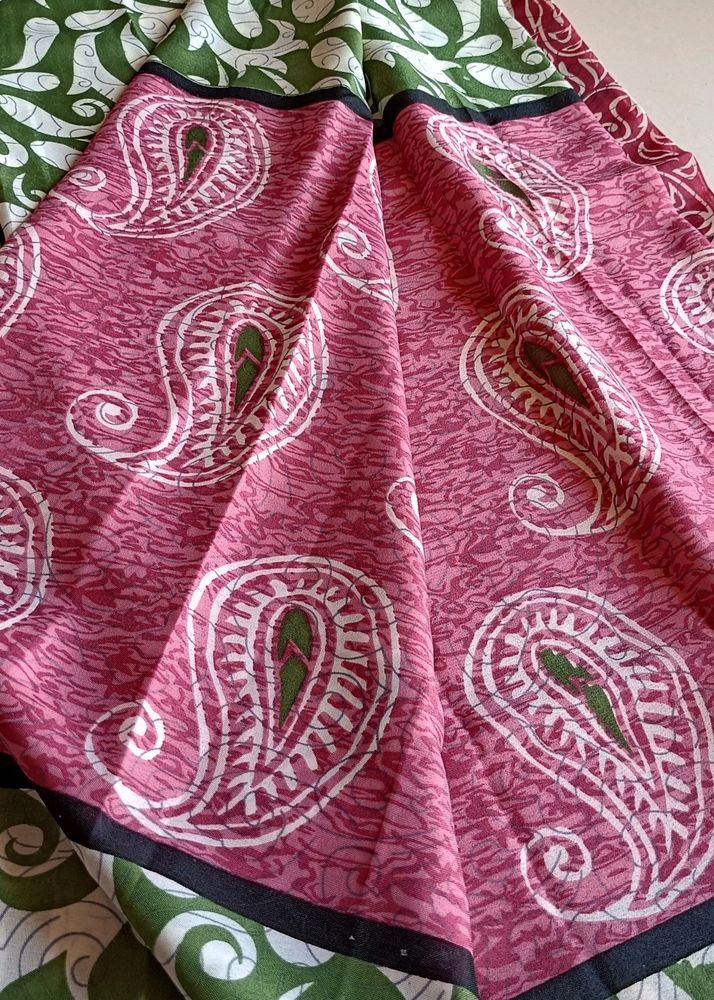 Pink Nd Green Soft Silk Saree