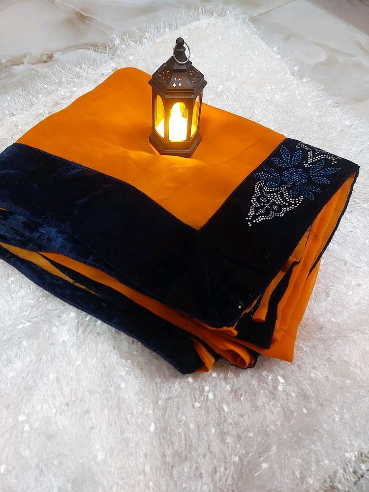 Orange 🥻 Saree Velvet Designer Blouse