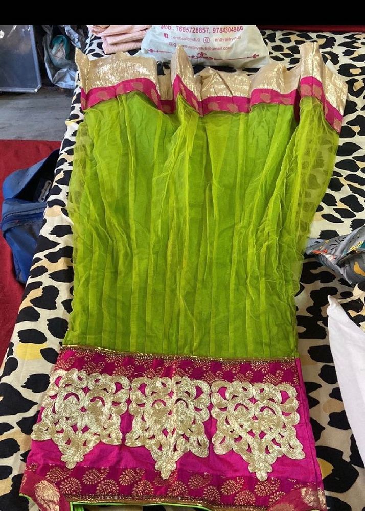 Green Pink Anarkali Kurta Set