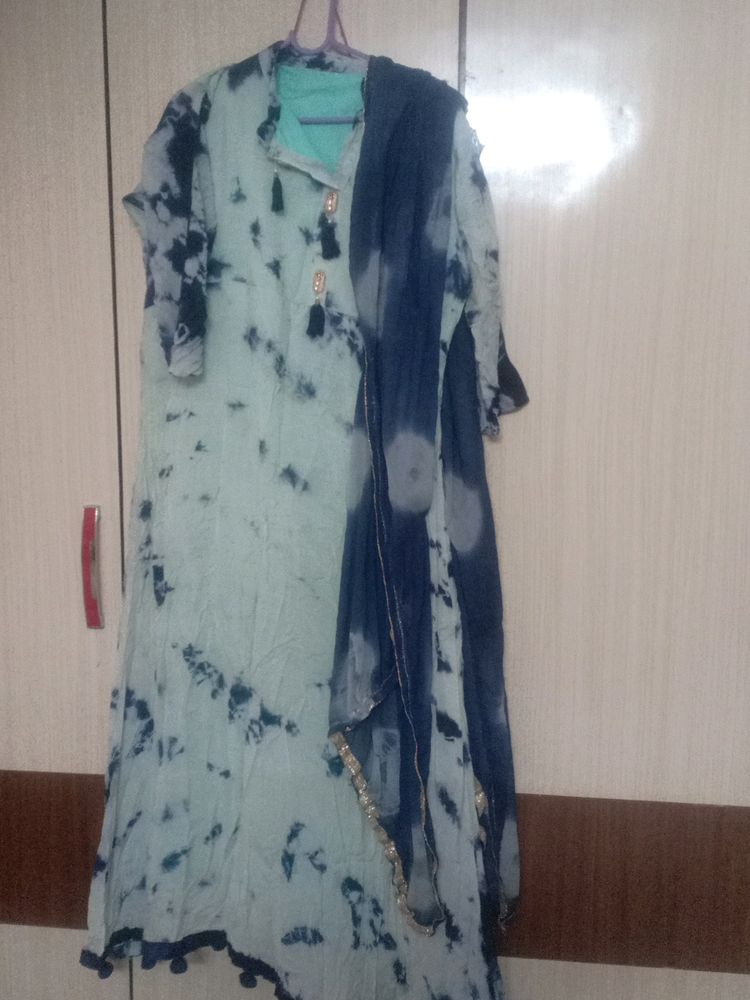 A LineTie Dye Kurti   With Dupatta