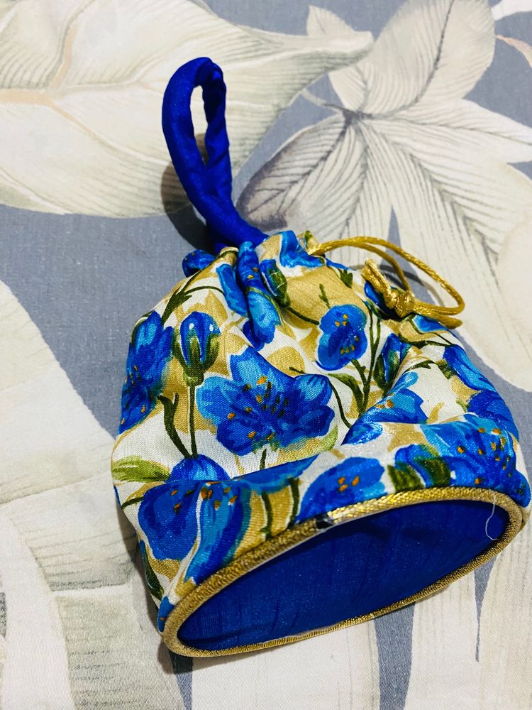 Blue Floral Potli Bag