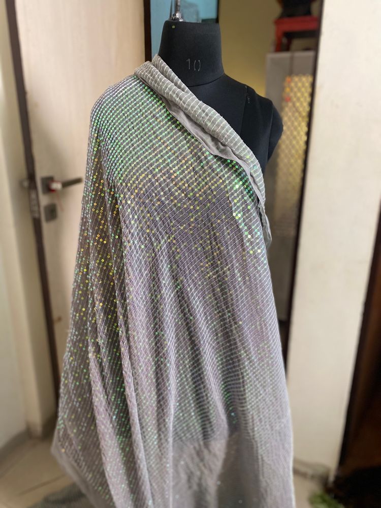 Grey Sequin Saree