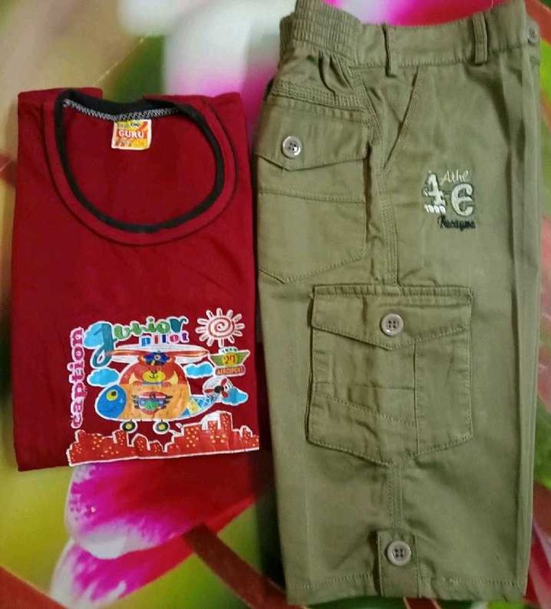 Pure Cotton Tshirt And Shorts For Boys