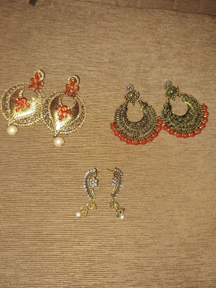 Set Of 3 Jhumka Earrings