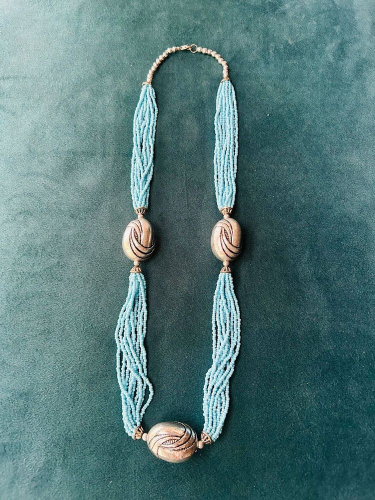 Blue Beads Chain Necklace