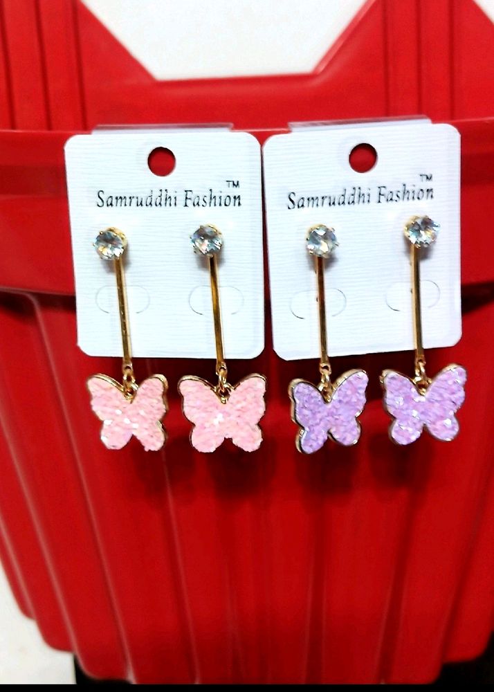 2 Pair Butterfly Korean Earrings